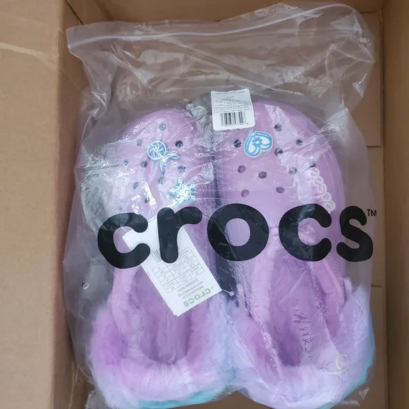 Crocs x Aespa New Lined Stomp Clogs Lilac Blue Men's 8 / Women's 10 NWT - Picture 11 of 15